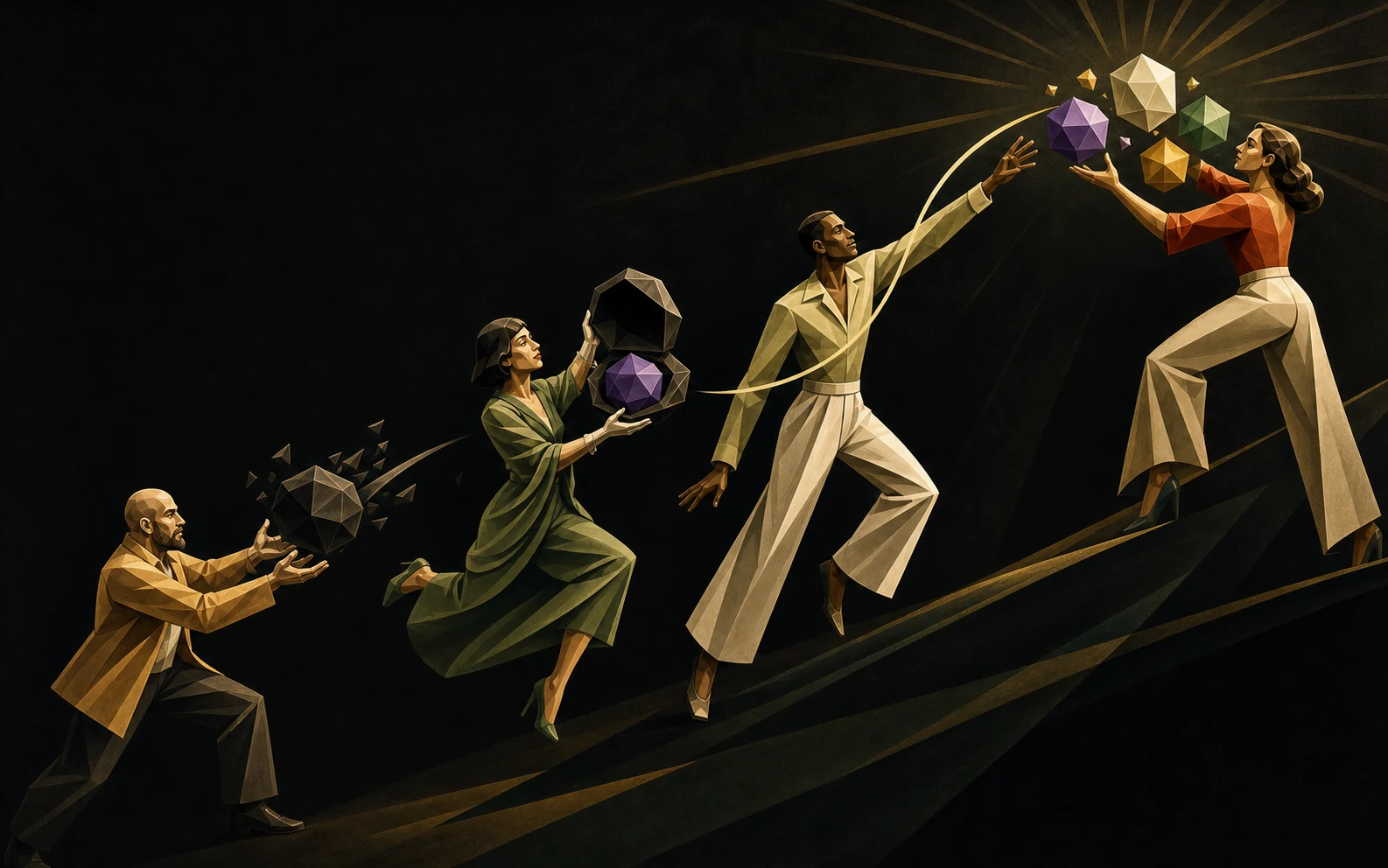 A team passes context through a shared work relay